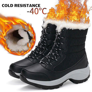 Waterproof Keep Warm Thick Fur High Heel Platform Winter Snow Boots For Women