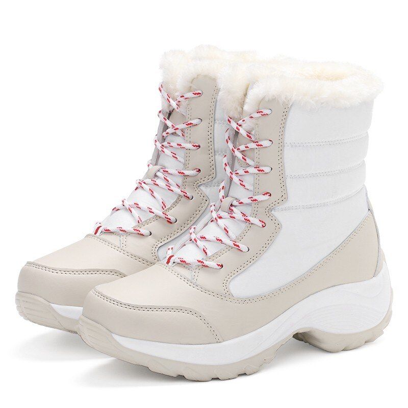 Waterproof Keep Warm Thick Fur High Heel Platform Winter Snow Boots For Women