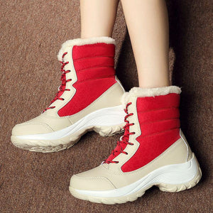 Waterproof Keep Warm Thick Fur High Heel Platform Winter Snow Boots For Women