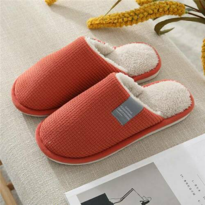 Simple Solid Non-slip Indoor Bedroom Warm Plush Slippers for Women