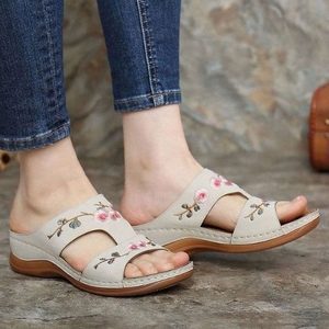 Premium Flower Embroidered Orthopedic Wedge Sandals