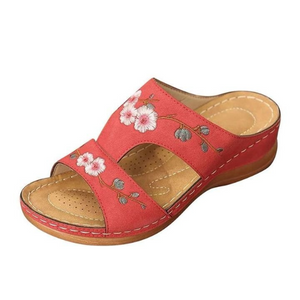 Premium Flower Embroidered Orthopedic Wedge Sandals