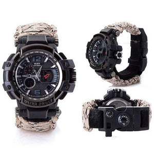 8 in 1 Outdoor Multi functional Waterproof Military Tactical Paracord Watch