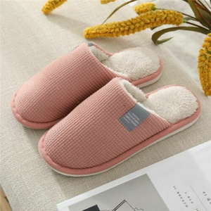 Simple Solid Non-slip Indoor Bedroom Warm Plush Slippers for Women