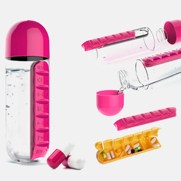 Water Bottle With Pill Travel Box