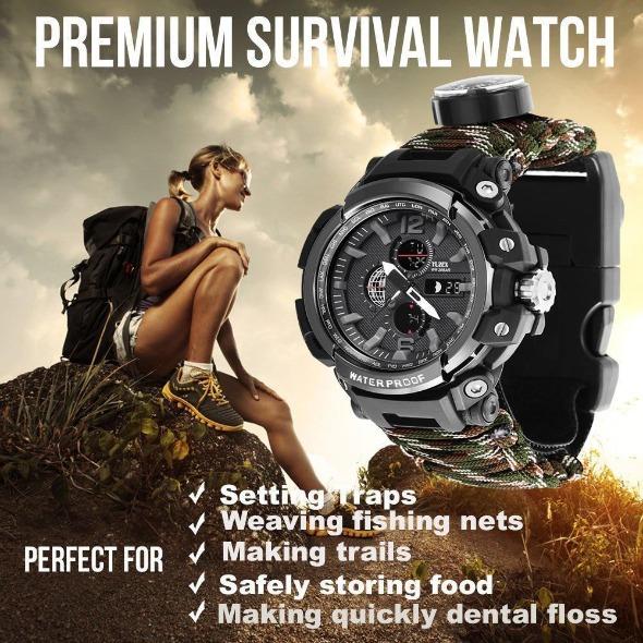 8 in 1 Outdoor Multi functional Waterproof Military Tactical Paracord Watch