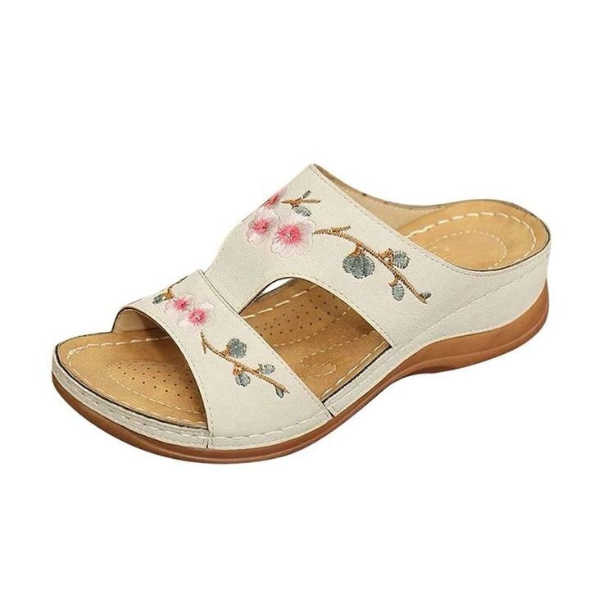 Premium Flower Embroidered Orthopedic Wedge Sandals