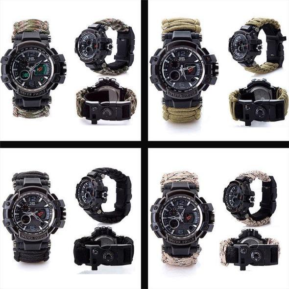 8 in 1 Outdoor Multi functional Waterproof Military Tactical Paracord Watch