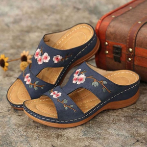 Premium Flower Embroidered Orthopedic Wedge Sandals