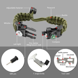 8 in 1 Outdoor Multi functional Waterproof Military Tactical Paracord Watch