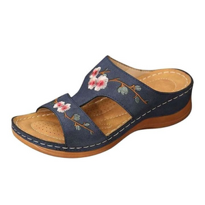 Premium Flower Embroidered Orthopedic Wedge Sandals