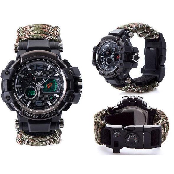 8 in 1 Outdoor Multi functional Waterproof Military Tactical Paracord Watch