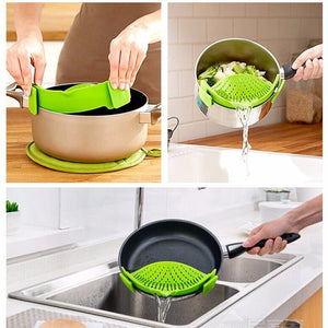 Silicone  Universal Kitchen Clip On Pot Strainer