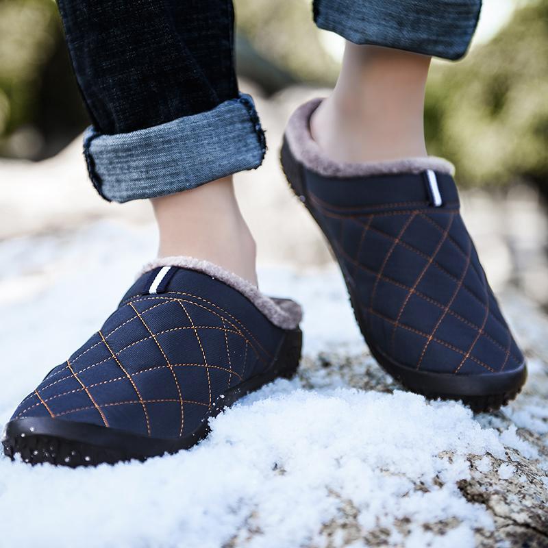 Waterproof Men's Winter Home Slippers Warm Cotton Shoes