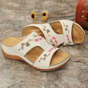 Premium Flower Embroidered Orthopedic Wedge Sandals