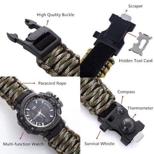 8 in 1 Outdoor Multi functional Waterproof Military Tactical Paracord Watch