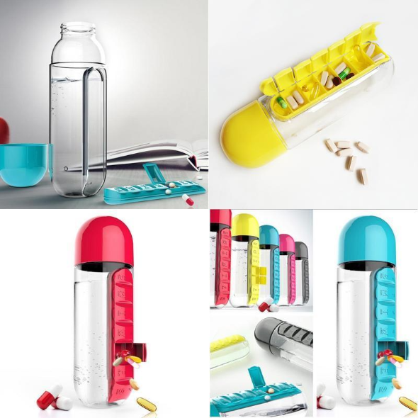 Water Bottle With Pill Travel Box