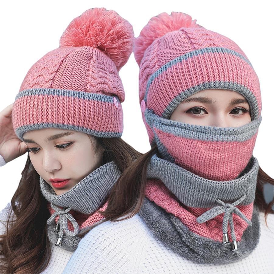 3PCS Womens Winter Scarf Set