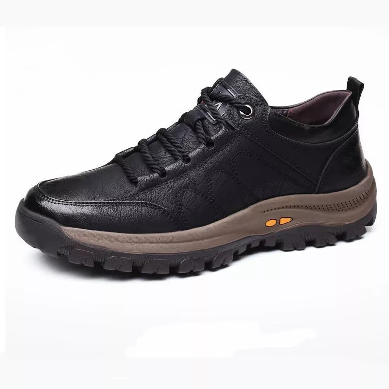 EOIOC Men's Casual Leather Good Arch Support & Non-slip Walking Shoes